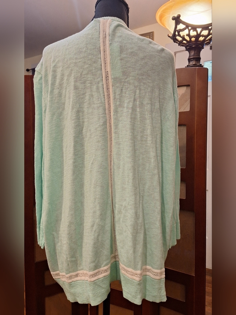 CJ Banks Mint Open-Front Lightweight Cardigan - Picture 2 of 3